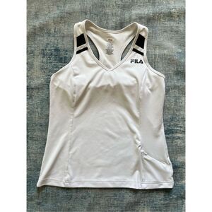 Fila Sport White Black Athletic Racerback Tank Top w Pocket Medium